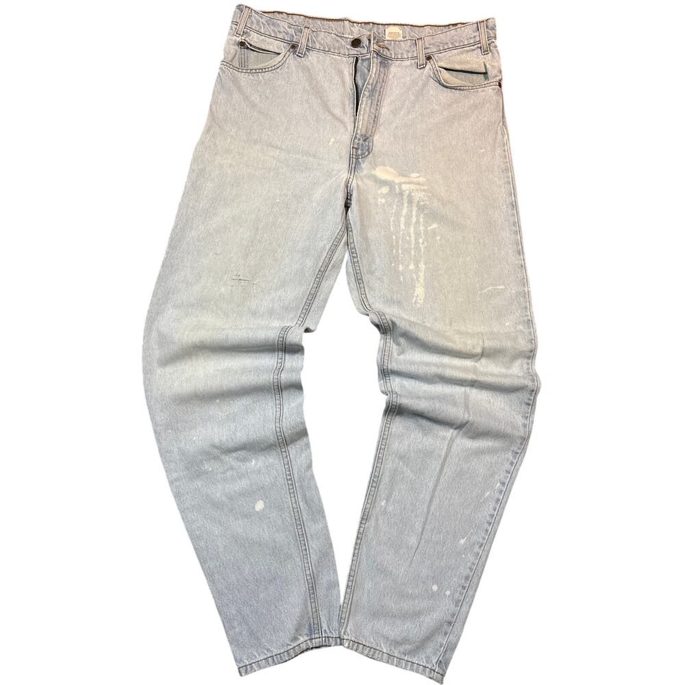 Vtg 95 Levi’s 550 Relaxed Tapered bleached light wash denim jeans 36x36